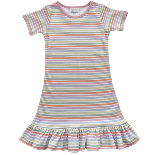 SS A-Line Dress - Multi Stripe Pink
