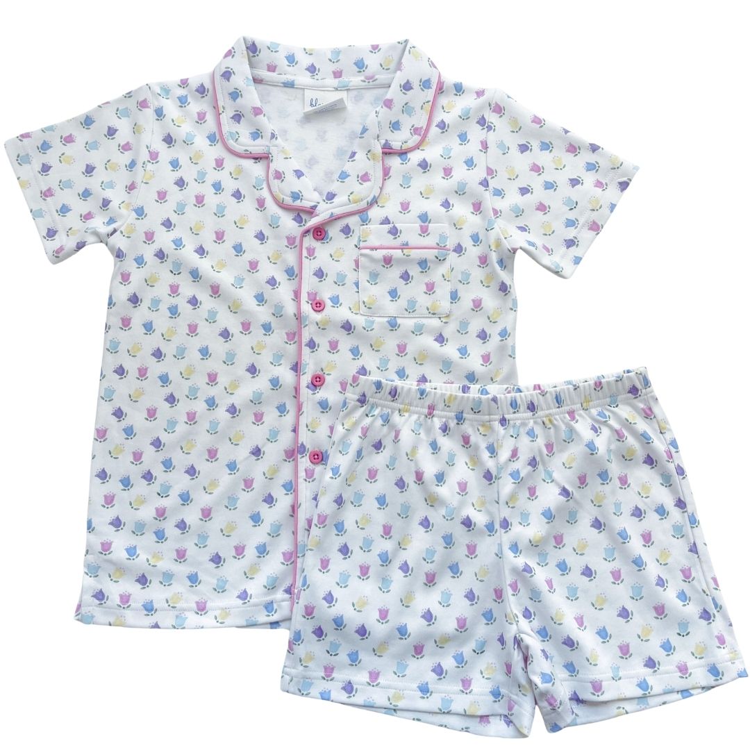 SS Button Short Set - Tulip Kisses