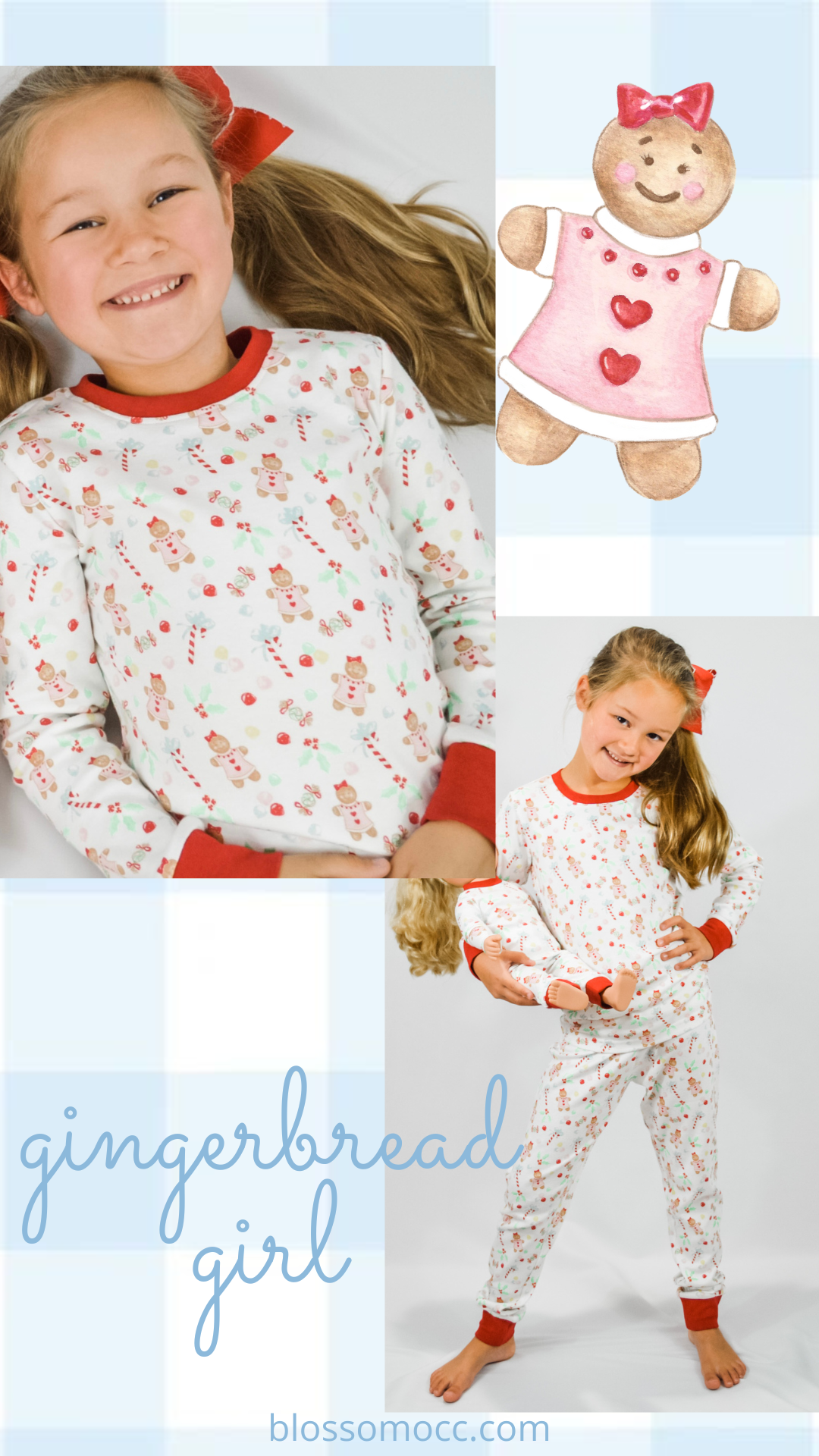 Gingerbread Girl - Kids Long Sleeve Fitted Sleep Set