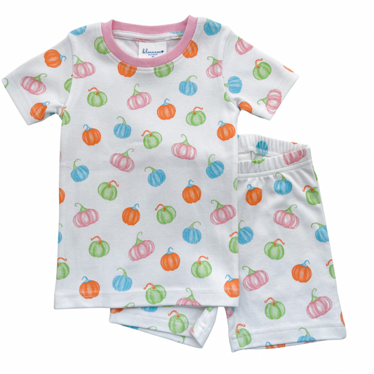 Pumpkin Patch - SS Fitted Sleep Sets - Pink or Green Trim