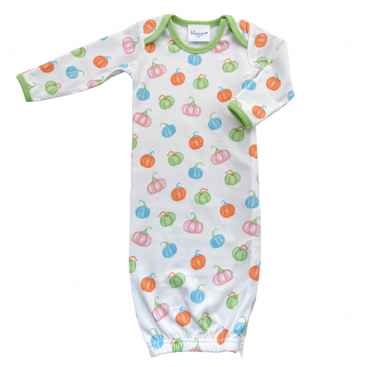 Pumpkin Patch - Baby Gown - Pink or Green Trim