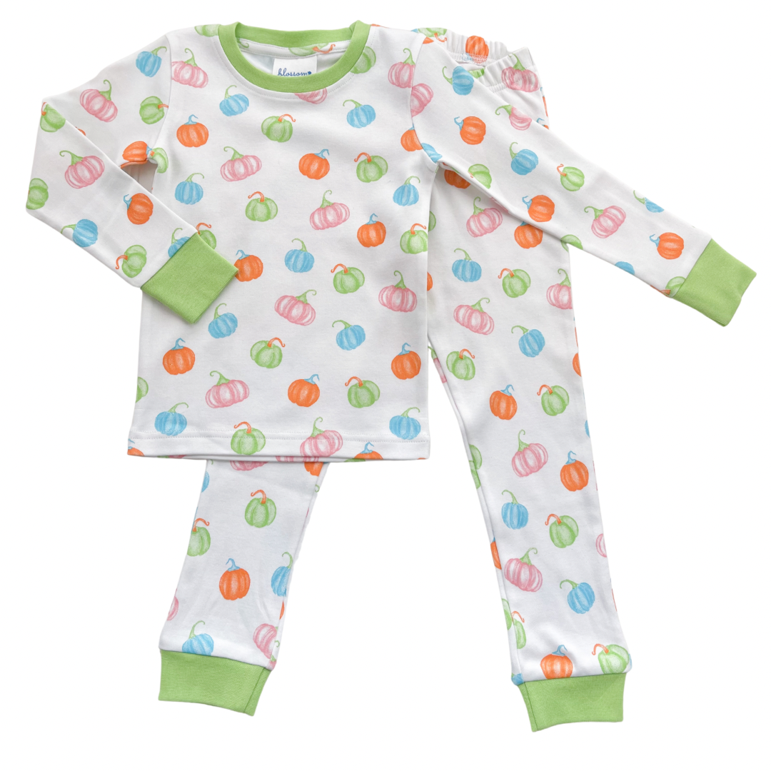 Pumpkin Patch - LS Fitted Sleep Sets - Pink or Green Trim