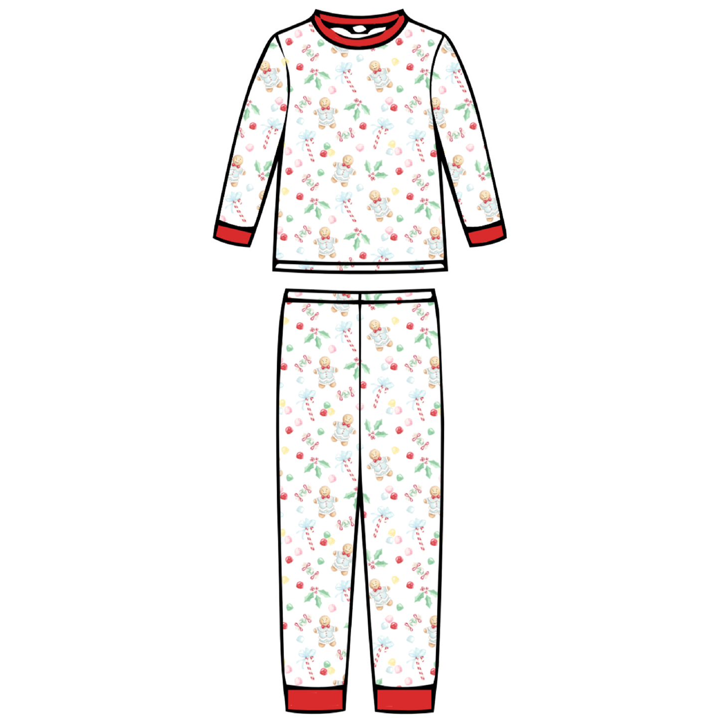 Gingerbread Boy - Kids Long Sleeve Fitted Sleep Set