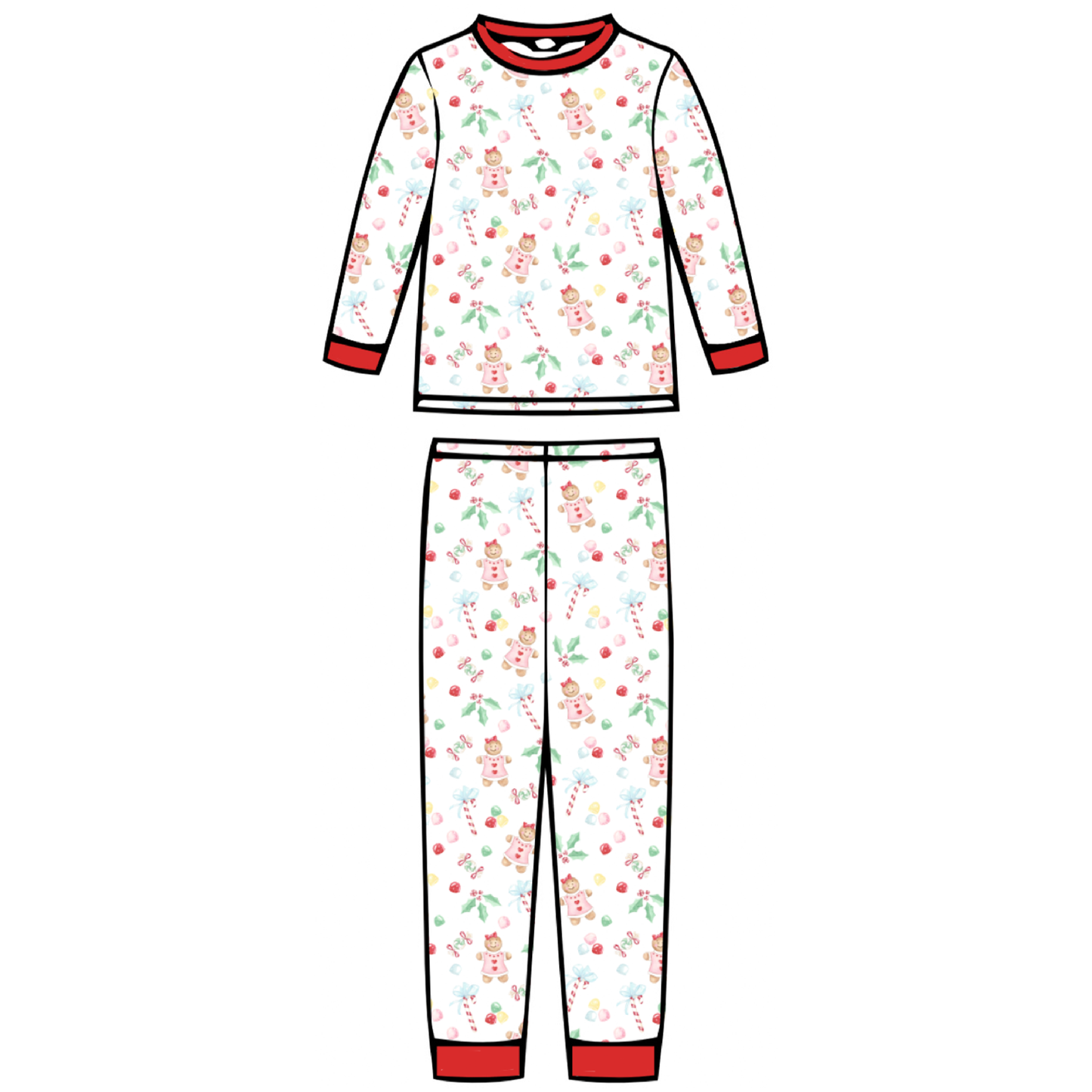 Gingerbread Girl - Kids Long Sleeve Fitted Sleep Set